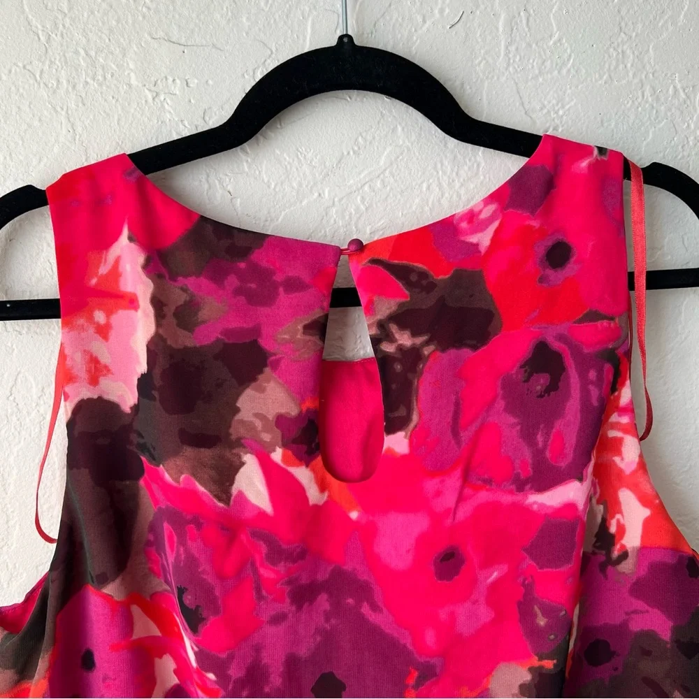 Eliza J Floral High Low Dress Red Black preppy wedding summer bohemian party - Picture 12 of 15